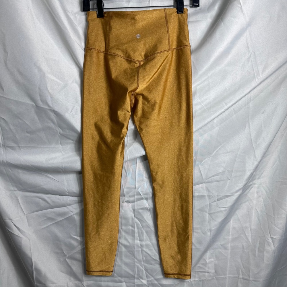 Athleta Elation Shine Tight Gold Metallic High Rise Leggings Womens Small Yoga - Picture 6 of 7